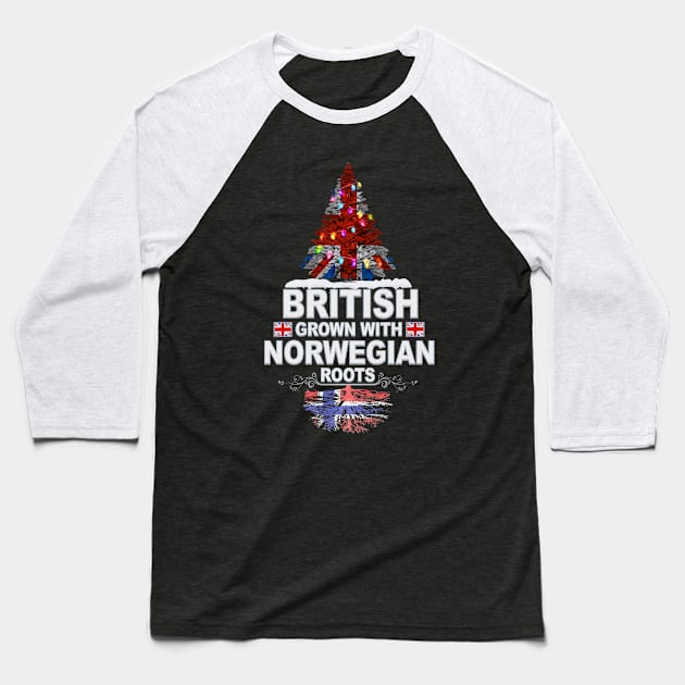 British Grown With Norwegian Roots - Gift for Norwegian With Roots From Norway Baseball T-Shirt by Country Flags